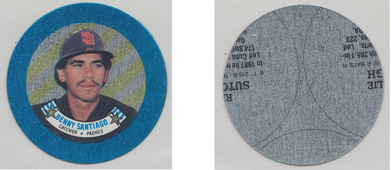 1988 Topps Baseball Coins Metal Proof Discs 035 Benito Santiago